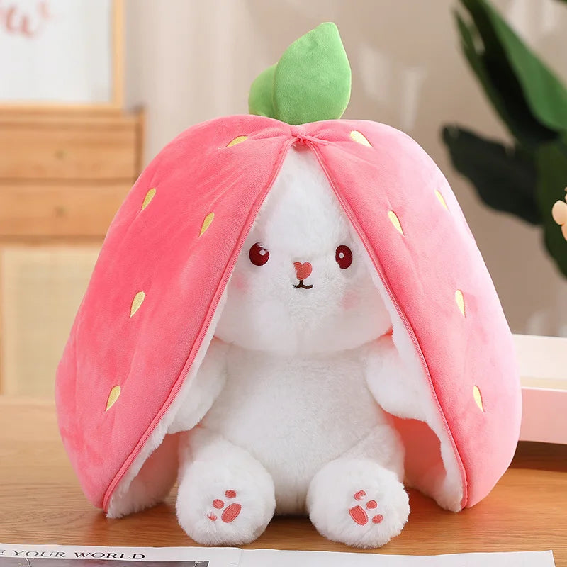 Kawaii Pink Rabbit with Carrot/Strawberry