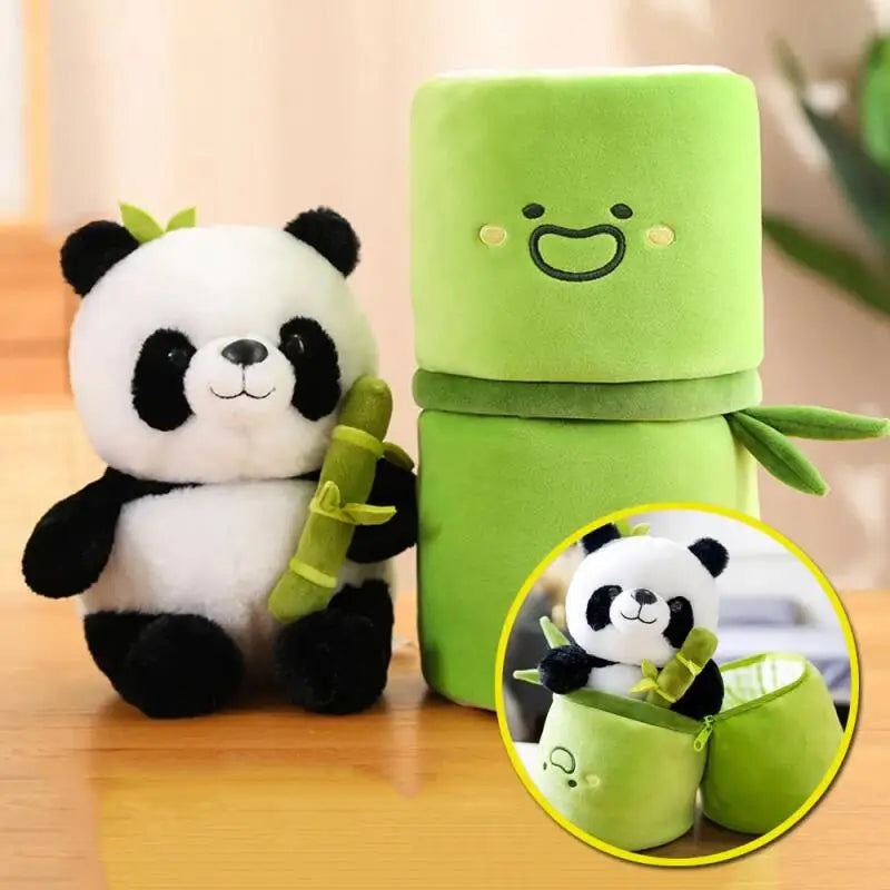 Kawaii Bamboo Tube Panda Set Plush Pillow