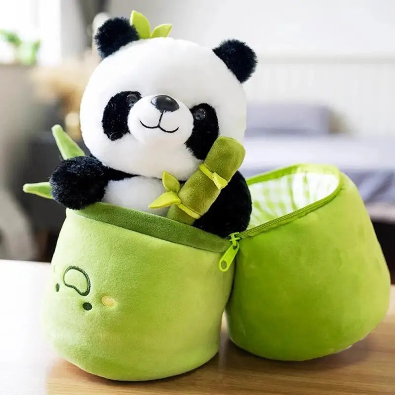 Kawaii Bamboo Tube Panda Set Plush Pillow