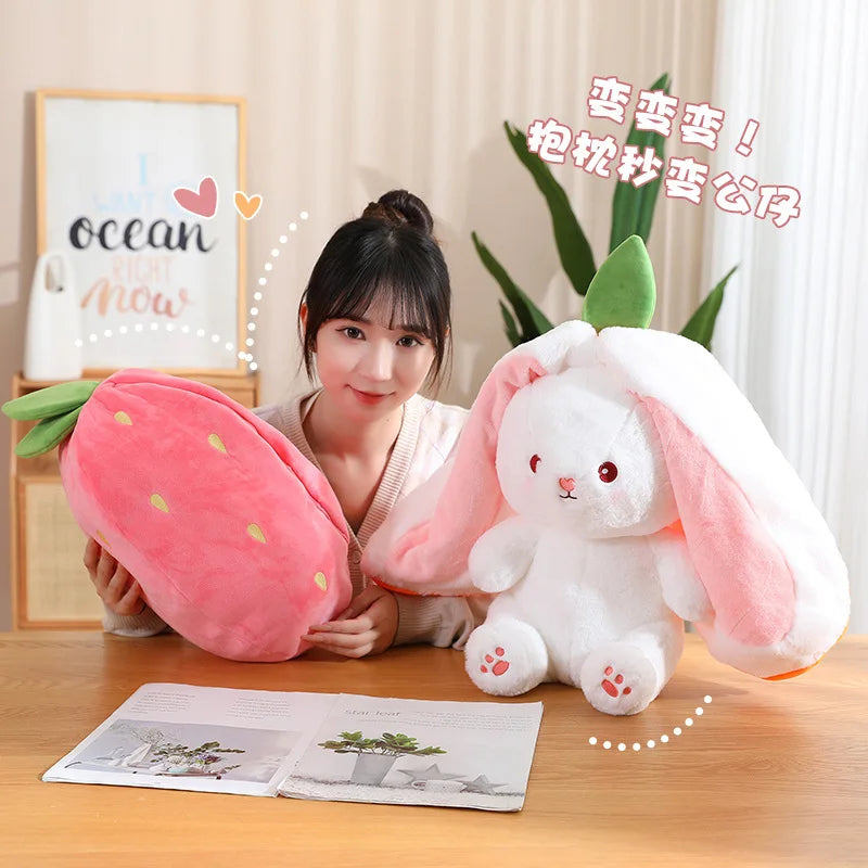 Kawaii Pink Rabbit with Carrot/Strawberry